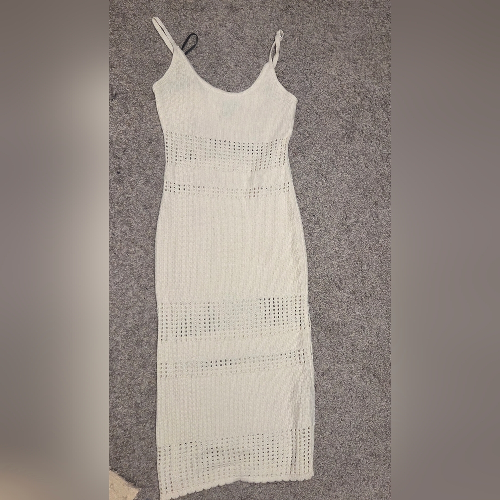 Forever 21 White Crochet Knit Maxi Dress